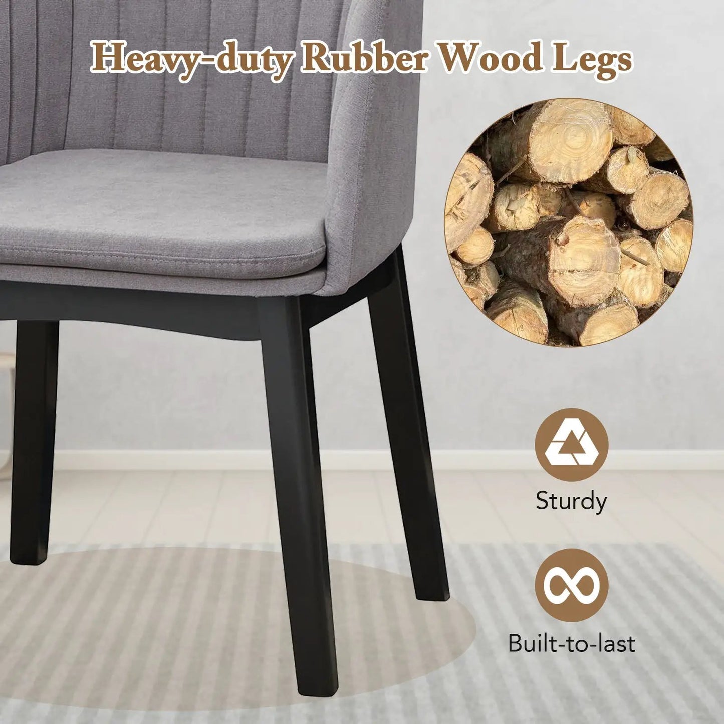 Upholstered Velvet Accent Modern Dining Chairs Set of 2 with Curved Backrests-Grey - Tampa Home & Garden Store