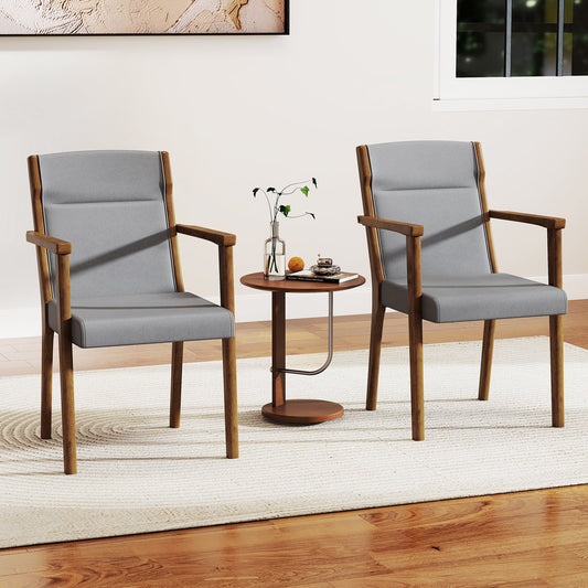 Upholstered Wooden Accent Chairs Set of 2 with High Back and Soft Cushion-Gray - Tampa Home & Garden Store