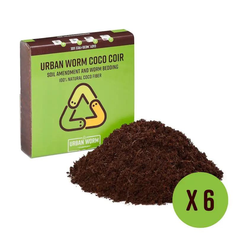 Urban Worm Coco Coir Bedding for Gardens soil amendment, green box, 6-pack Urban Worm on Tampa Home & Garden Store