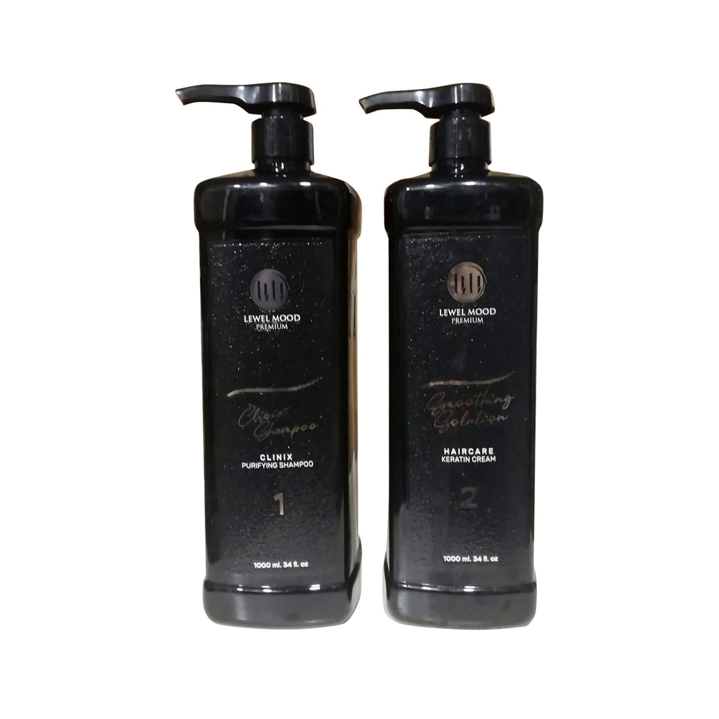 Lewel Mood Premium Keratin Hair Care Set with two dark pump bottles (shampoo and keratin cream) by Beauty Care Bag on Tampa Home & Garden Store