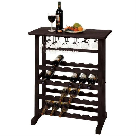 Floor-Standing 24-Bottle Wine Rack by HomePacific dark espresso finish with stemware rack on Tampa Home & Garden Store