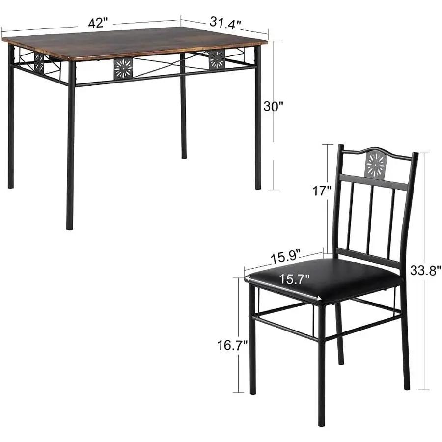 Farmhouse 5-Piece Dining Set with Wood-Top Table and 4 Cushioned Chairs - Tampa Home & Garden Store