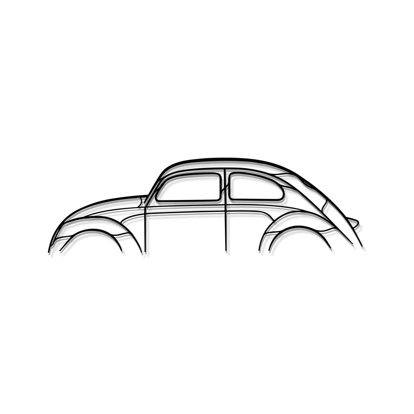 Beetle Metal Car Wall Art by Modello Turbo minimalist black-line vintage car on metal wall on Tampa Home & Garden Store
