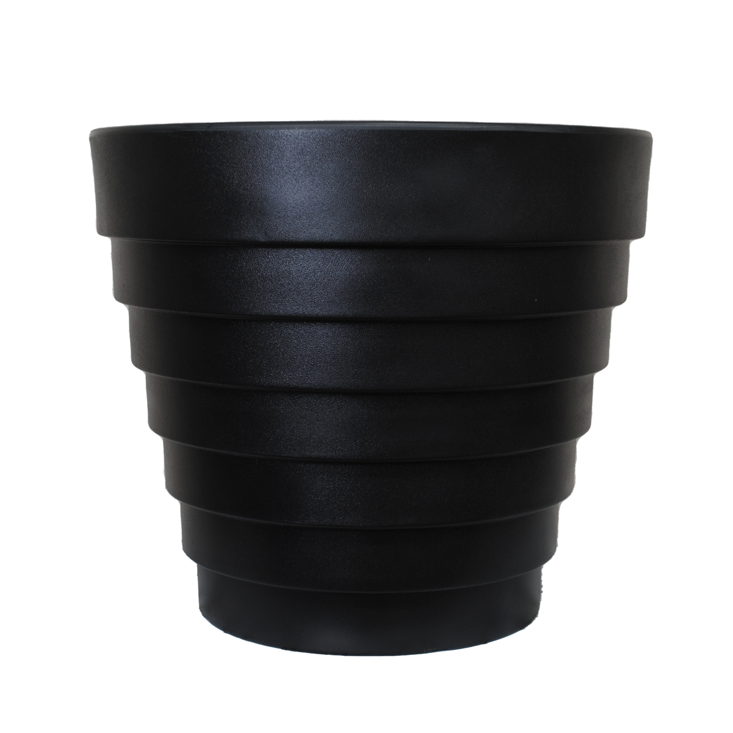 Variegated Planter black ribbed plastic with stacked rings by Tusco Products on Tampa Home & Garden Store