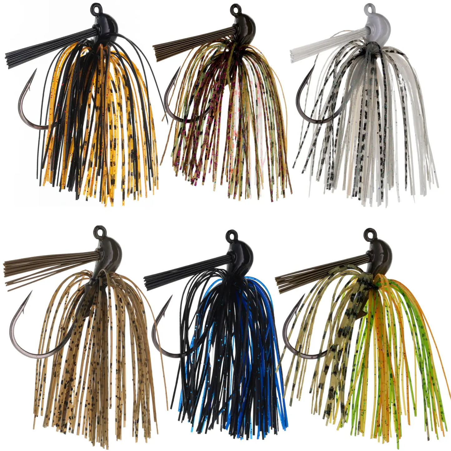 Reaction Tackle Lead Flipping Jigs 3-Pack, multicolor skirted artificial fishing jigs on Tampa Home & Garden Store