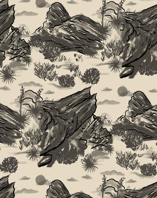 Wallpaper Vasquez Tan and Black rock-inspired pattern by Samantha Santana Creative on Tampa Home & Garden Store