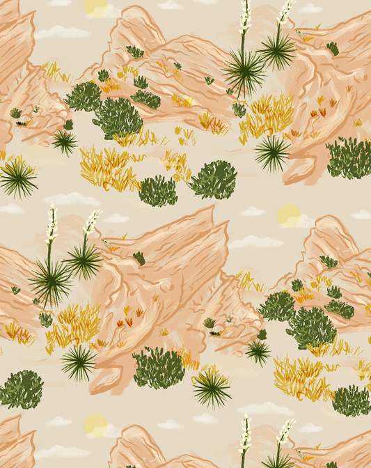 Vasquez Wallpaper tan and peach desert landscape pattern by Samantha Santana Creative on Tampa Home & Garden Store