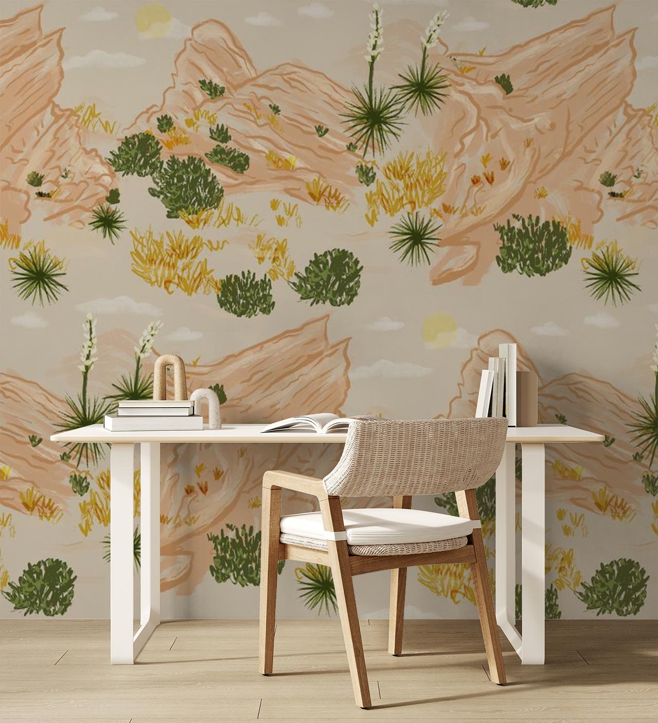 Vasquez Wallpaper, tan & peach - Tampa Home & Garden Store