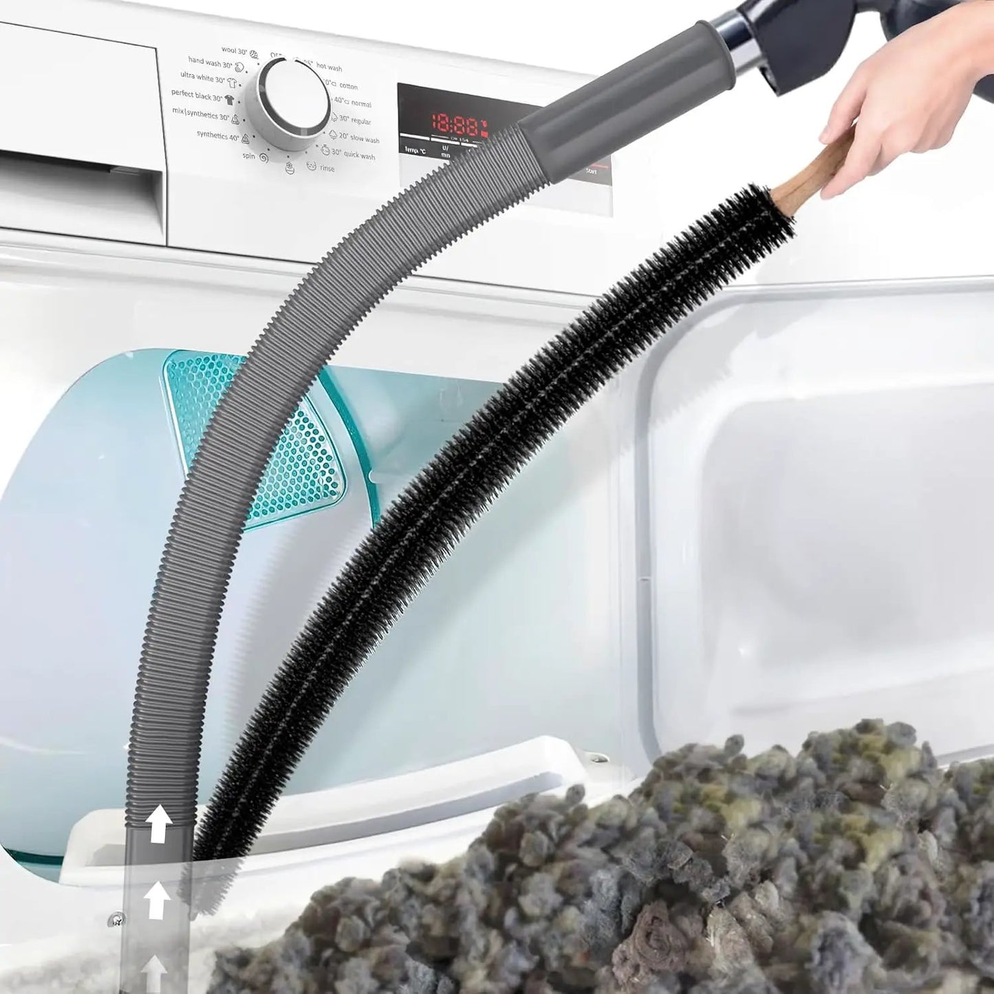 Flexible Dryer Vent Cleaning Brush Long Reach Moktan Sabai 114cm grey ribbed hose on Tampa Home & Garden Store