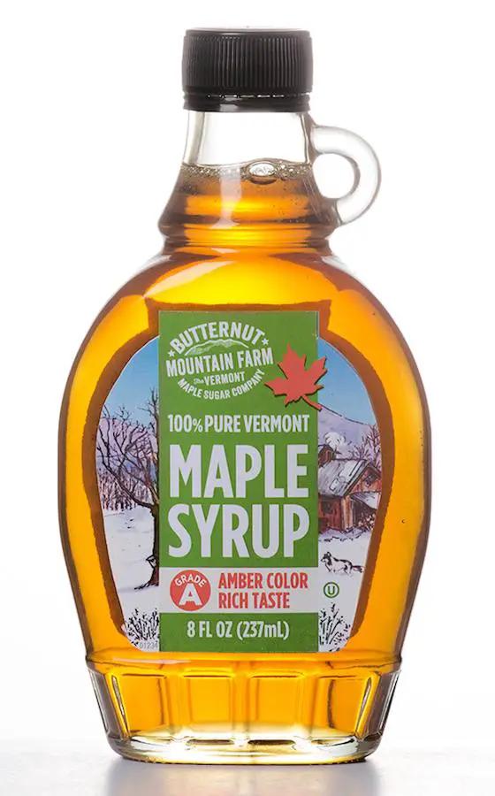 Maple Syrup bottle 8 oz, Grade A amber color, Butternut Mountain Farm Vermont on Tampa Home & Garden Store
