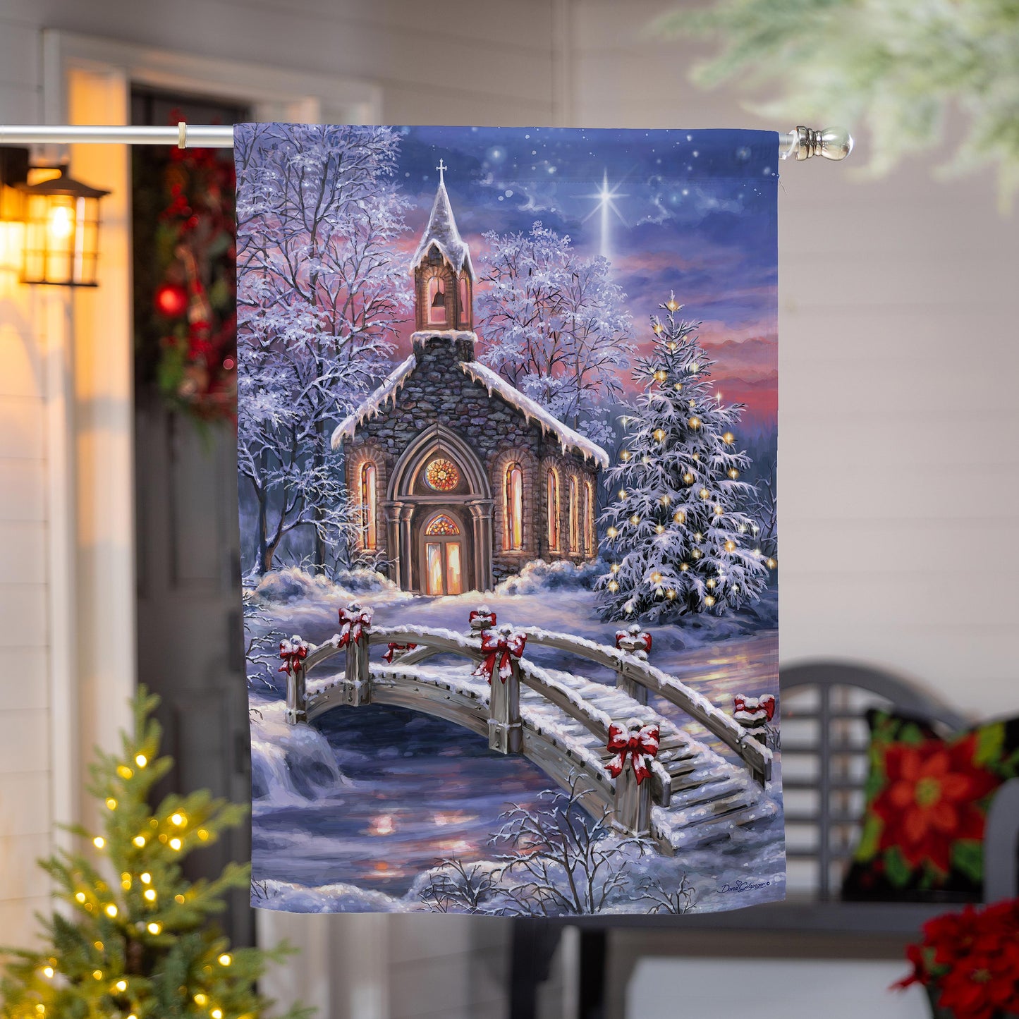 Vibrant Winter Church Suede House Flag - Tampa Home & Garden Store