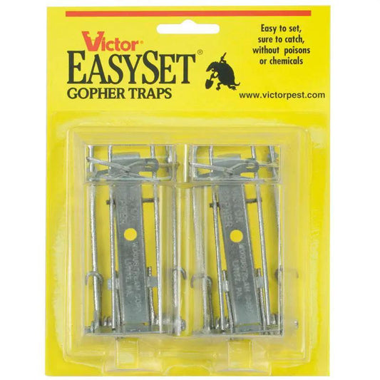Victor EasySet Gopher Traps 2-pack in yellow packaging for yard and garden on Tampa Home & Garden Store
