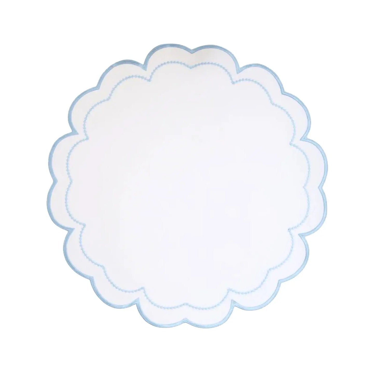 Waterproof Victoria placemat with pale blue Victorian border on background by Talah Home on Tampa Home & Garden Store