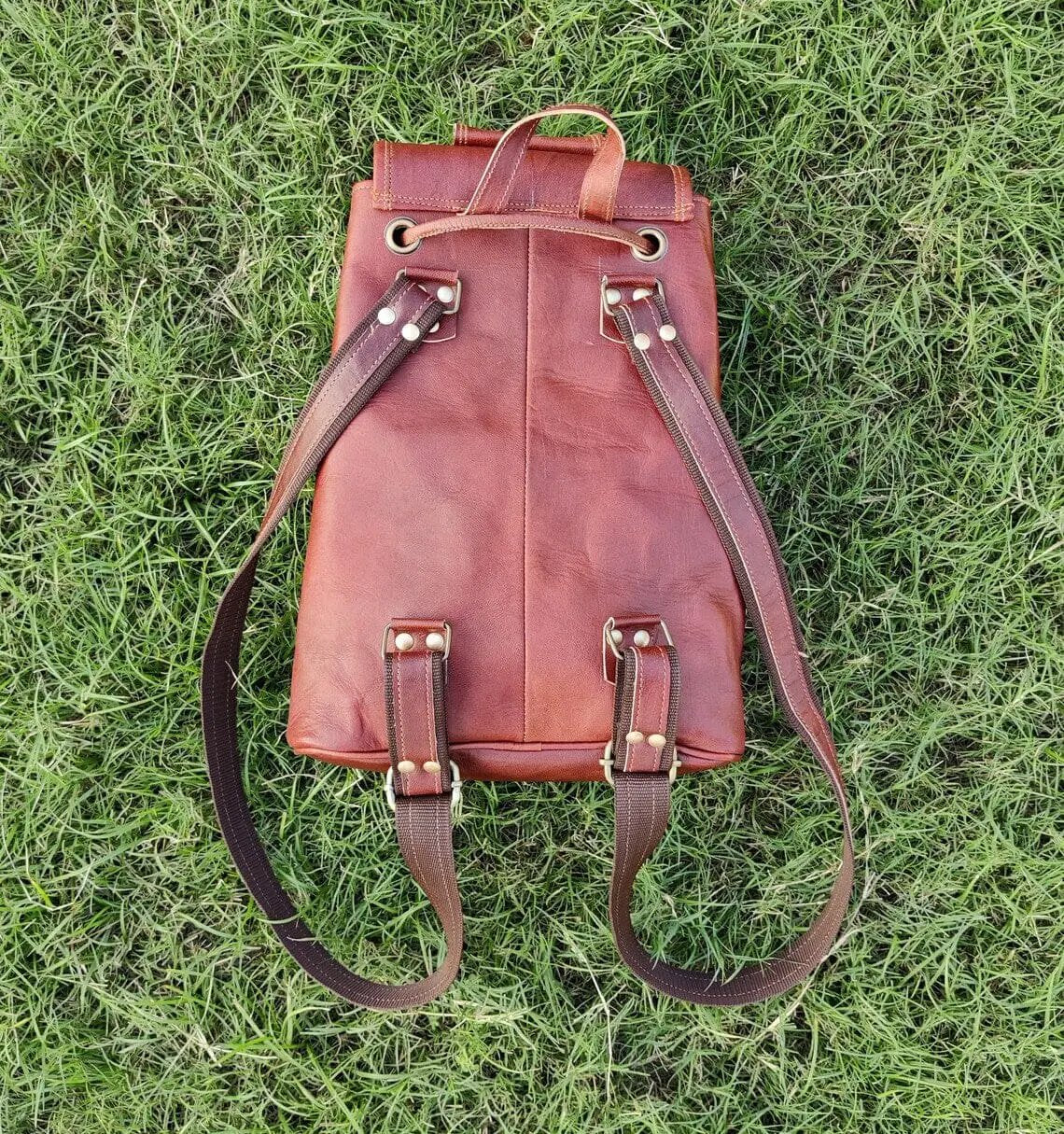 Victoria Small Goat Leather Urban Backpack burgundy leather with adjustable straps on Tampa Home & Garden Store