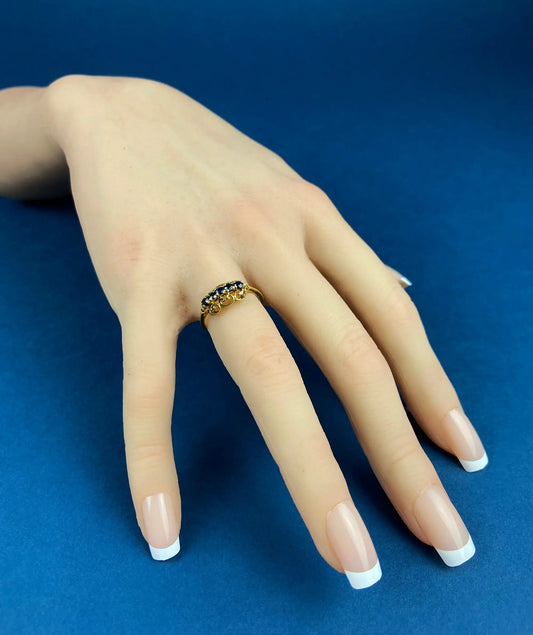 14k gold sapphire filigree ring with blue sapphires, ornate band on Tampa Home & Garden Store