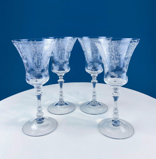 Vintage Cambridge Minerva clear crystal goblets, set of 4 stemware on Tampa Home & Garden Store