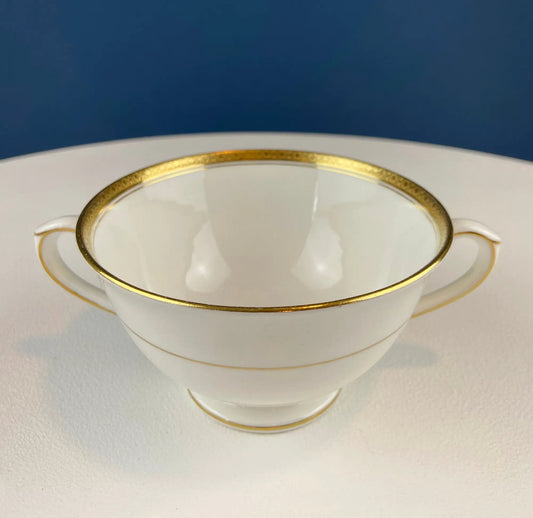 Vintage Coalport porcelain soup cup with a gold band rim on Tampa Home & Garden Store