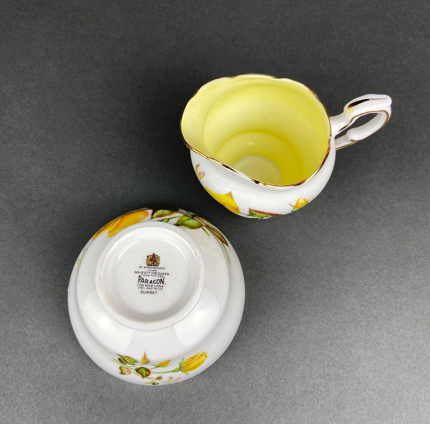 Vintage Creamer and Sugar Bowl with Lid. Paragon Fine Bone China. By Appointment to Her Majesty The Queen Potters. Made in England. - Tampa Home & Garden Store