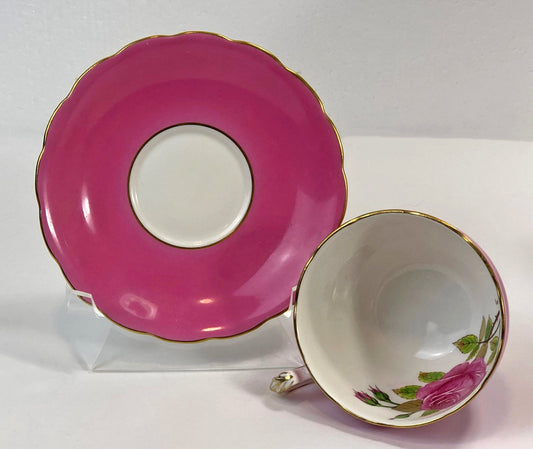 Vintage Cup and Saucer by Staffordshire, England. Hand Painted Tea Set Signed by Artist. - Tampa Home & Garden Store