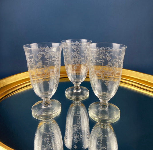 Vintage Fostoria Navarre Juice Water Goblets. Set of 6 Etched Crystal Glasses. Home Decor. Dining Room Decor. Collectible Glassware. - Tampa Home & Garden Store