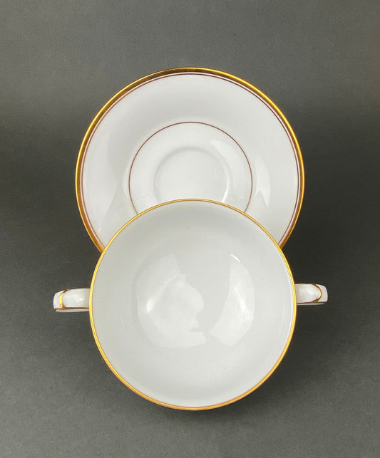 Vintage, Gold Wedding Band, Porcelain Soup or Bullion Bowls & Saucers. Allison by Noritake. Set of 7. Fine Dining. Wedding Gift. - Tampa Home & Garden Store