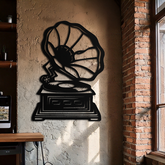 Vintage Gramophone Metal Wall Art – Retro Music-Inspired Home Decor Piece - KAF642 - Tampa Home & Garden Store