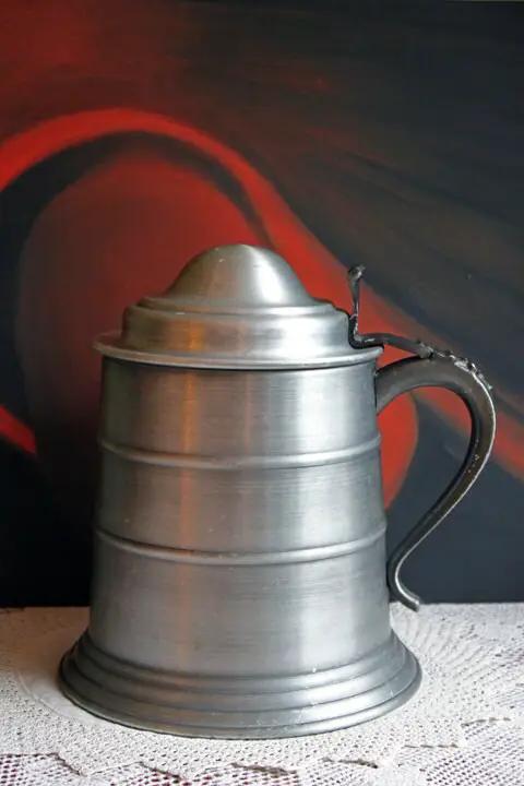 Vintage pewter ice bucket with lid and ornate handle, barware on Tampa Home & Garden Store