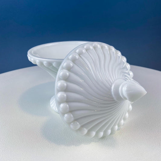 Vintage Milk Glass Set of Bowls with Lid. Swirl Motif. White Dishes for Bath Accessories, Bedroom Jewelry Storage, Candy. Gift for Him Her. - Tampa Home & Garden Store