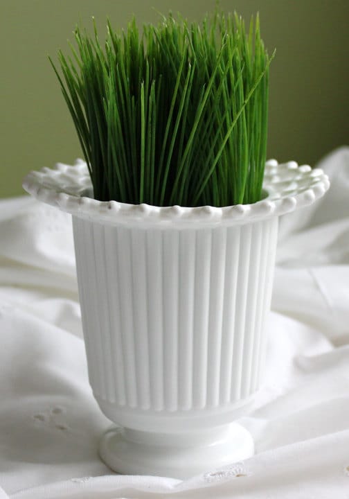 Vintage Milk Glass Vase. Planter with Sailor Lace Rim Pattern and Ribbed Surface. Vase by Atterbury Glass, Co. - Tampa Home & Garden Store