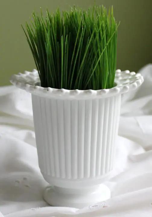 Vintage Milk Glass Vase. Planter with Sailor Lace Rim Pattern and Ribbed Surface. Vase by Atterbury Glass, Co. - Tampa Home & Garden Store