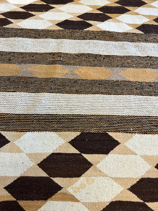 Vintage Navajo kilim rug 33x50 brown tan cream diamond pattern with border Rugistan on Tampa Home & Garden Store