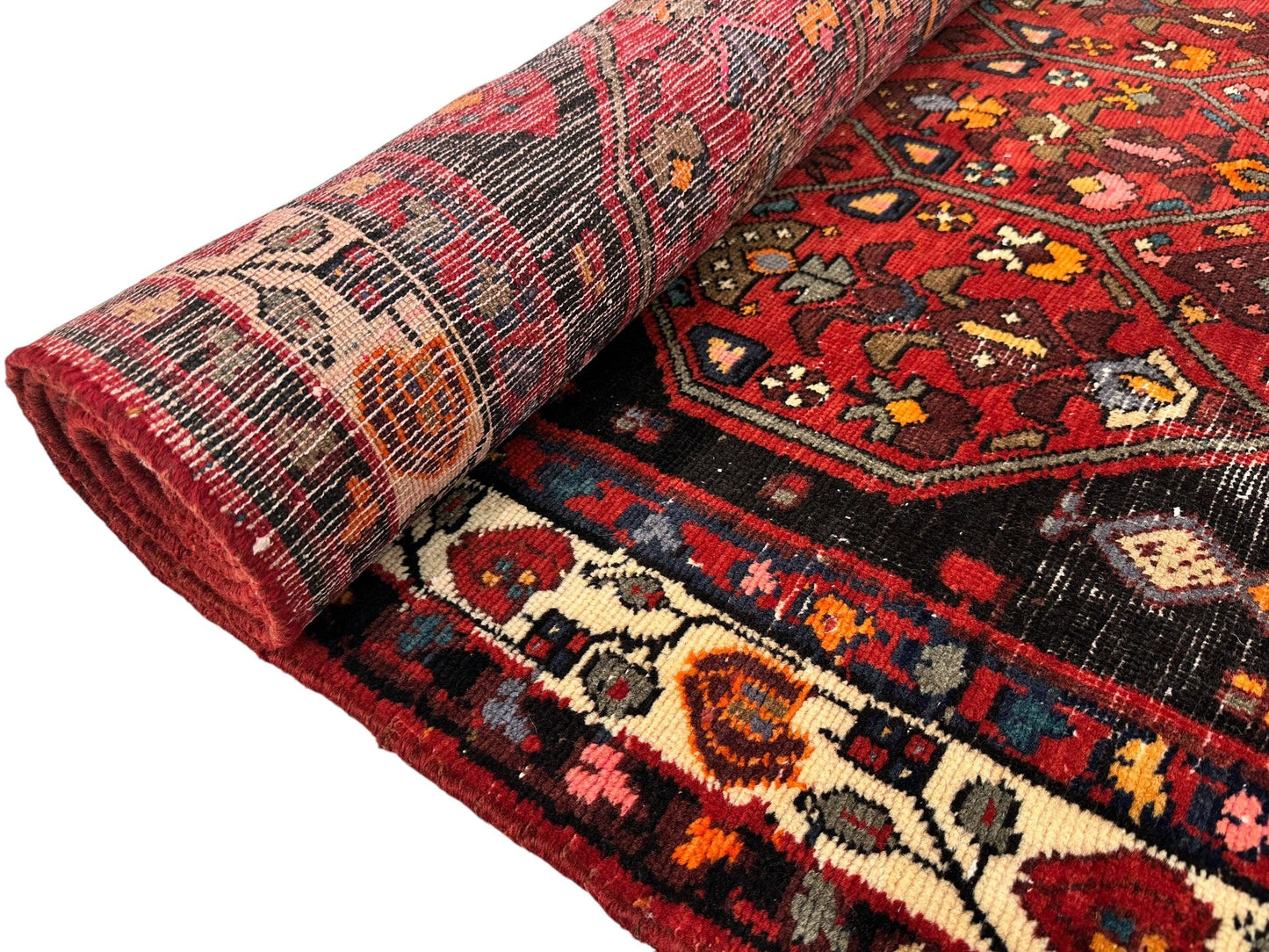 Vintage Persian Hosseinabad Runner Rug - 4’2” x 10’5” - Handwoven Wool, Circa 1950s - Tampa Home & Garden Store