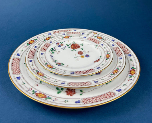 Vintage Porcelain Plates Trio, Dinner Set by Noritake Ireland. Asian Inspired Three Plates: Dinner, Salad, and Dessert. - Tampa Home & Garden Store
