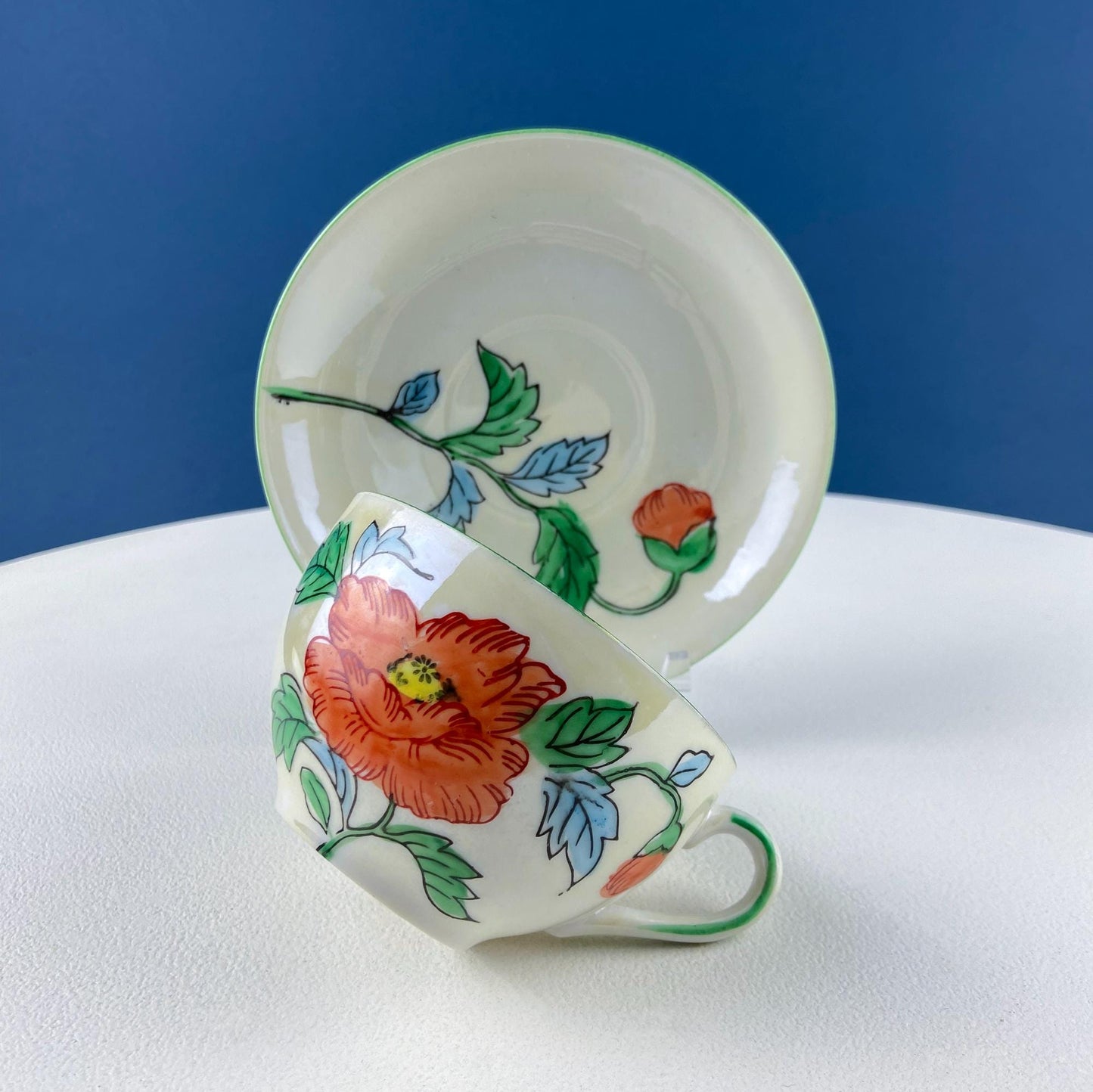 Vintage Porcelain Tea Cup & Saucer. Hand-Painted Violets. Modern Farmhouse. Tea Garden Party Hosting Essentials. - Tampa Home & Garden Store