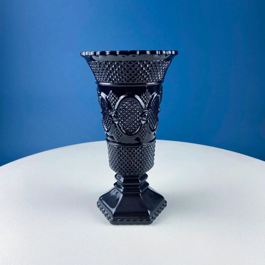 Vintage Avon Cape Cod flower vase in dark pressed glass with diamond-cut pattern on Tampa Home & Garden Store