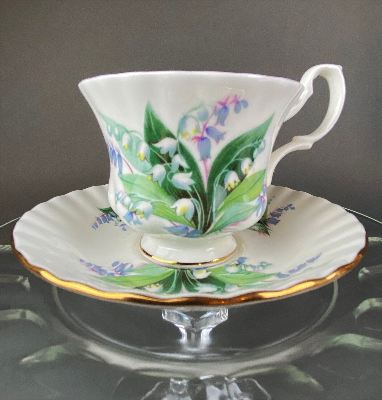 Vintage Tea Cup with Saucer. Royal Dover Fine Bone China. Floral Wreath Motif. Made in England. - Tampa Home & Garden Store