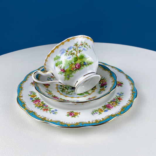 Vintage Tea Set Trio by Royal Albert, Chelsey Bird. Stunning Motif of Exotic Bird in Garden. Dining Room Decor. Gift for Tea Lover. - Tampa Home & Garden Store