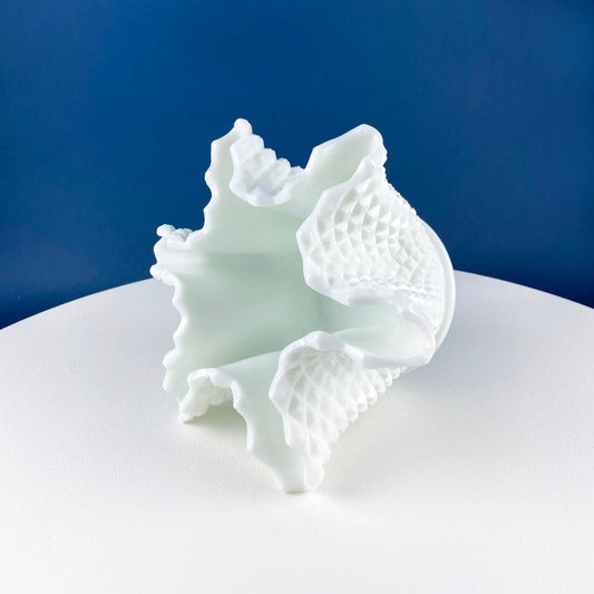 Vintage Westmoreland Pinched Milk Glass Vase for Growing Ivy. English Hobnail Pattern Ivy Planter. White Home Decor. Wedding Decor Registry. - Tampa Home & Garden Store