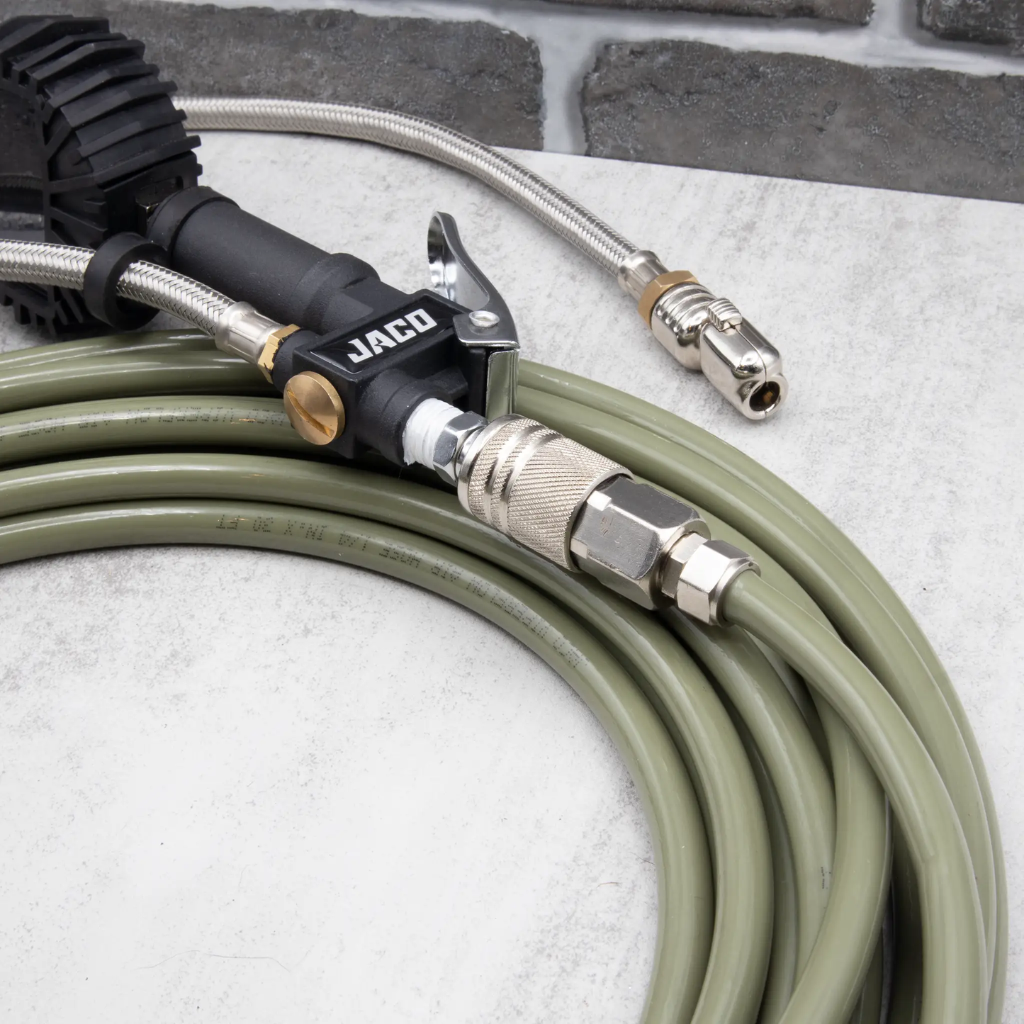 ViperFlow poly air hose kit, 1/4 in x 30 ft, braided stainless hose with brass fittings by JACO on Tampa Home & Garden Store