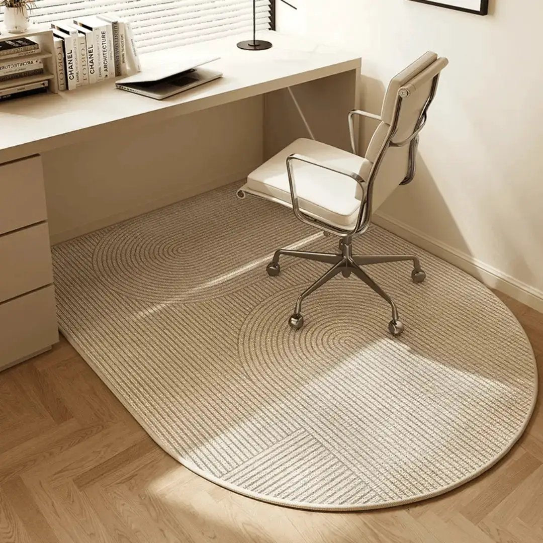 Office chair mat floor protector round beige rug with concentric pattern for home office on Tampa Home & Garden Store