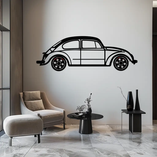 Volkswagen Beetle “Tosbiq” Metal Wall Art – Classic Bug Silhouette with Rotating Wheels-KAFMEKA068 - Tampa Home & Garden Store