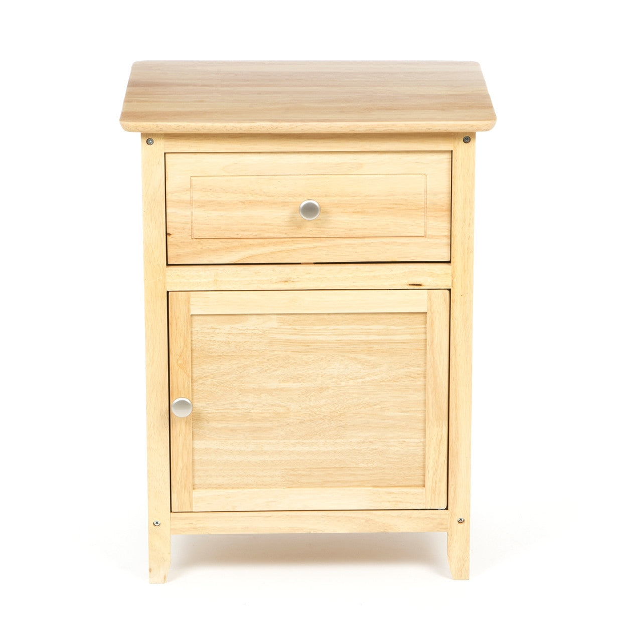Mesa de Noche/Mesita de Noche con Cajón, Acabado de Madera Natural