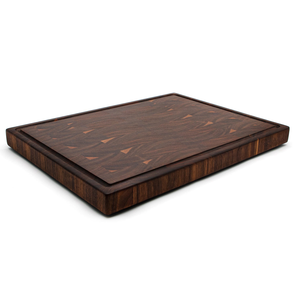 End grain cutting board 20x15 in dark wood with diamond inlays by Refine Kitchenware on Tampa Home & Garden Store