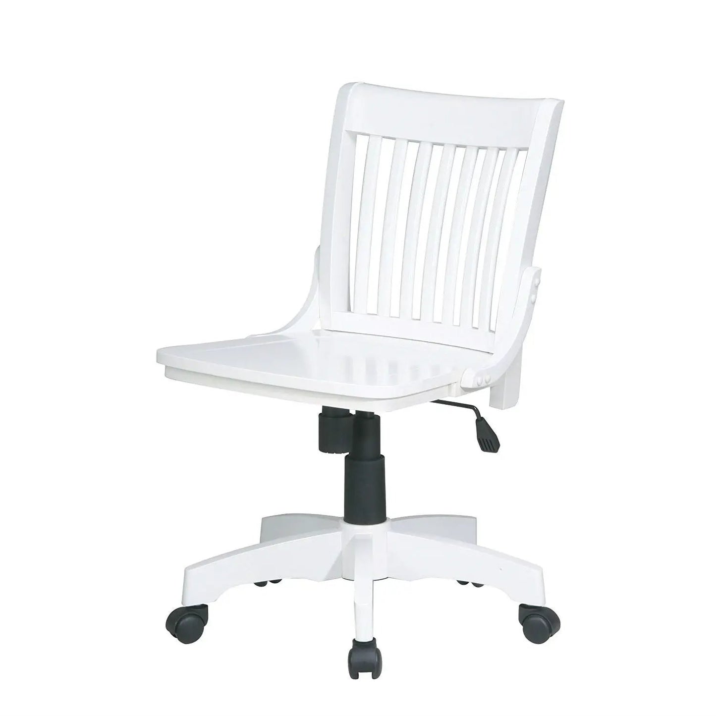 White Armless Bankers Chair with Wood Seat - Tampa Home & Garden Store