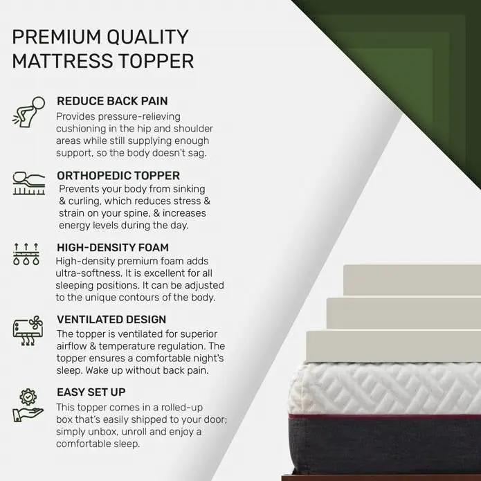 Full size plush foam mattress topper by HomePacific, medium firm with white quilted cover on Tampa Home & Garden Store