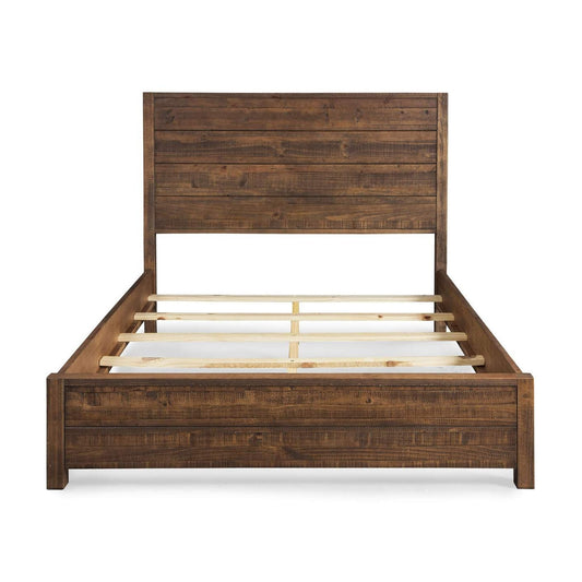 FarmHome Walnut Solid Pine Platform Bed in Queen Size - Tampa Home & Garden Store