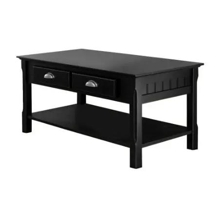 Country Style Black Wood Coffee Table with 2 Storage Drawers - Tampa Home & Garden Store