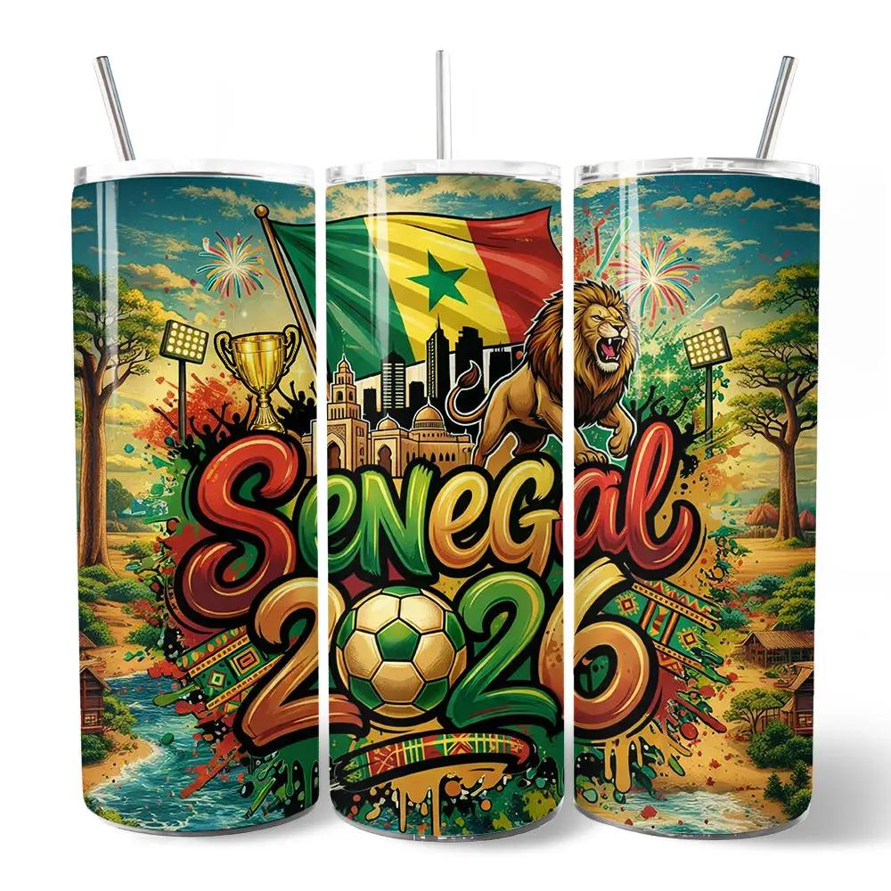 Senegal 2026 Cup Tumbler set of 3 20oz with lids and straws OrnamentallyYou football artwork on Tampa Home & Garden Store