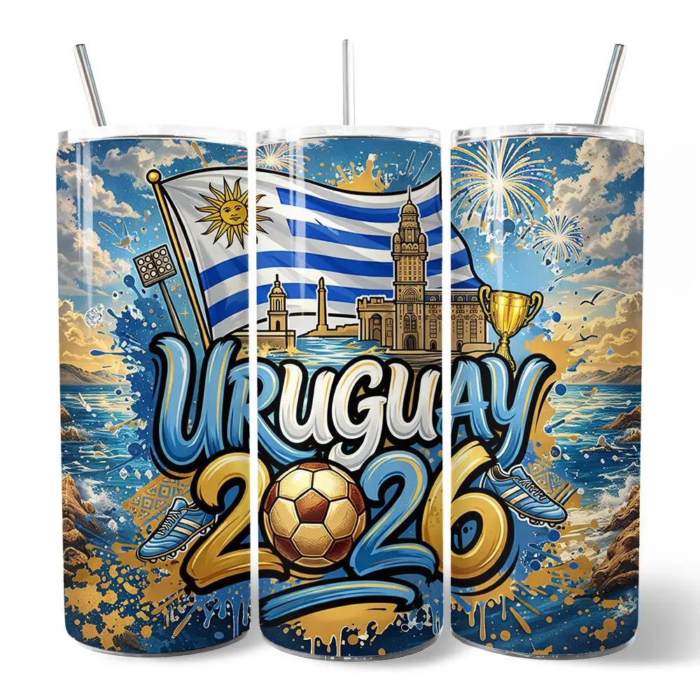 Uruguay 2026 Soccer Tumbler set with lid and straw, 3-piece by OrnamentallyYou on Tampa Home & Garden Store