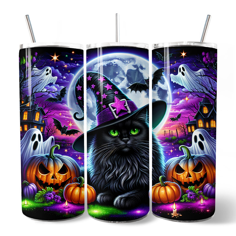 Black Cat Witch 20oz Spooky Halloween Tumbler